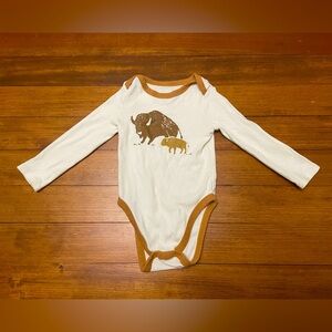 LC Lauren Conrad Little Co Cream One-Piece Bodysuit with Brown Buffalo Graphic